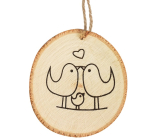 Lovebirds wooden decoration for hanging 10 cm