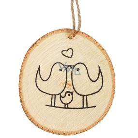 Lovebirds wooden decoration for hanging 10 cm