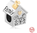 Charm Sterling Silver 925 House Where Love Lives, Mom, Dad, Child, Bead for Family Bracelet