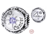 Charm Sterling silver 925 Zodiac sign, cubic zirconia Cancer, bead for bracelet