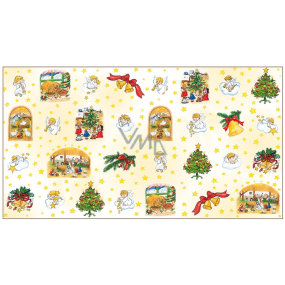 Christmas wrapping paper Czech Christmas 70 x 200 cm Yellow bells, Christmas tree