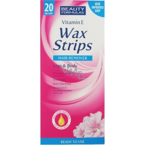 Beauty Formulas Vitamin E Wax Strips depilatory straps for legs and body 20 pieces