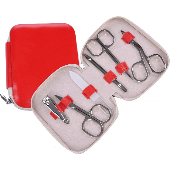 Dup Leatherette manicure 6 pieces Red pattern 4-4417 / 5437