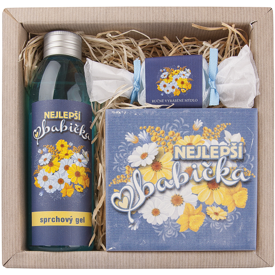 Bohemia Gifts For grandma shower gel 200 ml + handmade soap 30 g + decorative tile 10 x 10 cm, cosmetic set