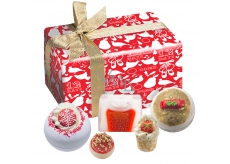 Bomb Cosmetic Christmas carol sparkling bathing ball 2 pcs x 160 g + butter block 1 pc + butter ball 1 pc + glycerine soap 1 pc 100 g, cosmetic set