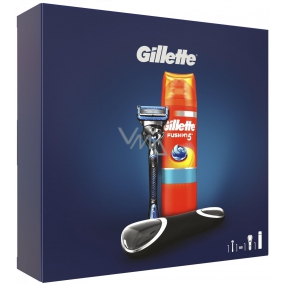 Gillette Fusion5 ProShield Chill shaver + Ultra Sensitive shaving gel 200 ml + travel case, cosmetic set, for men