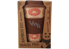 Bamboo Eco Cup Thermo Mug + silicone cap brown 450 ml