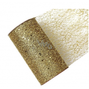 Decorative net ribbon with glitter gold 15 cm x 270 cm