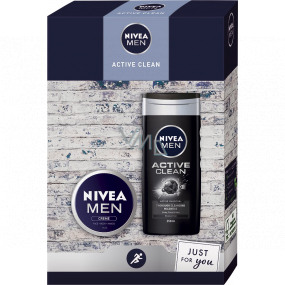 Nivea Men Active Clean shower gel 250 ml + cream 75 ml, cosmetic set for men