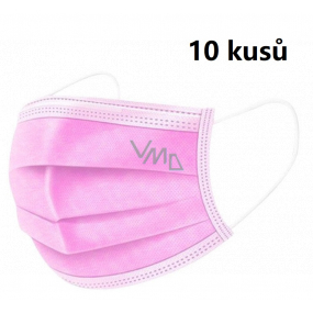 Veil 3 layers protective disposable 10 pieces light pink