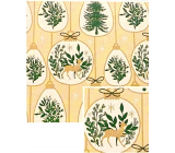 Nekupto Christmas gift wrapping paper 70 x 1000 cm Beige with branches and trees