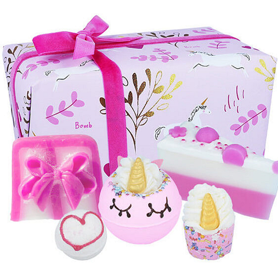 Bomb Cosmetics Unicorn Sparkle sparkling bath ballistic 160 g + glycerine soap 2 x 100 g + small bath ball 30 g + bath mat 50 g, cosmetic set