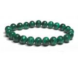 Malachite bracelet elastic natural stone, bead 8 mm / 16-17 cm, wishing stone