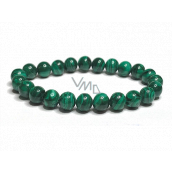 Malachite bracelet elastic natural stone, bead 8 mm / 16-17 cm, wishing stone