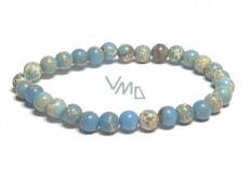 Jasper / Regalite Imperial sea sediment light blue bracelet elastic mixed mineral, ball 6 mm / 16 - 17 cm