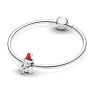 Sterling silver 925 Santa with red hat, Christmas bracelet bead