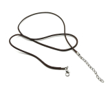 Waxed cord black with carabiner length 60 x 2 cm 1 piece