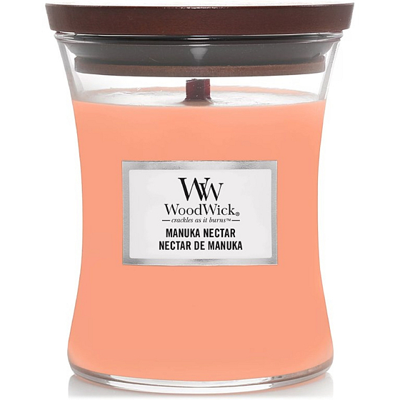 WoodWick Manuka Nectar scented candle with wooden wick and lid glass medium 275 g
