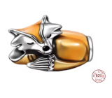 Charm Sterling Silver 925 Fox, Bead for Bracelet, Animal
