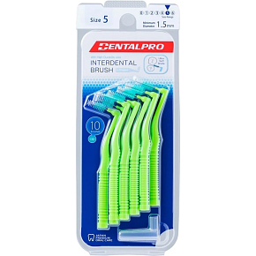 DentalPro Interdental Brush Curved 1.5 mm Green, 10 Pieces DentalPro Interdental Brush Curved 1.5 mm Green, 10 Pieces