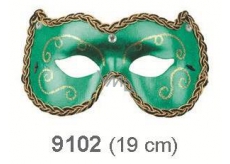 Škraboška plesová zelená s ornamenty 19 cm vhodná pro dospělé
