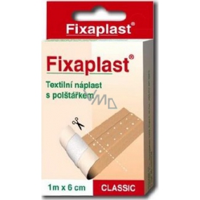 Fixaplast Classic non-split textile patch with 1 mx 6 cm cushion