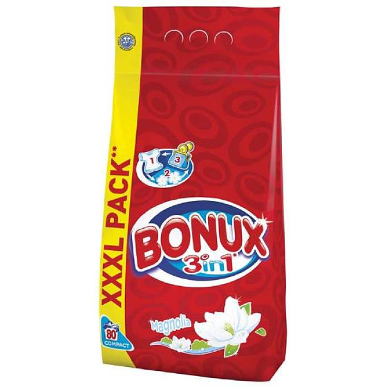 Bonux Magnolia 3 in 1 washing powder 80 doses 5.6 kg