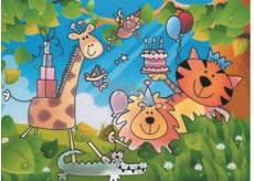 Water painting with a brush Giraffe, lion, tiger 20 x 15 cm