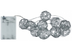 Emos Lighting Silver Ball 10 LEDs, 1m Warm White + 30cm Cord-On Battery