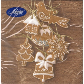 Nekupto Paper napkins 3 ply 33 x 33 cm 20 pieces Christmas brown gingerbread