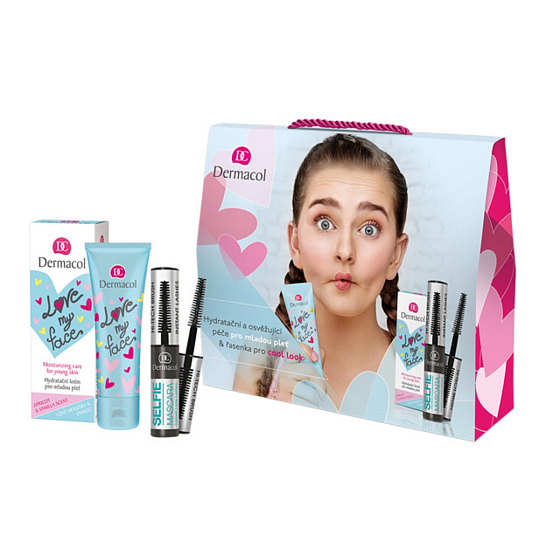 Dermacol Love My Face face cream 50 ml + Selfie mascara black 6 ml, cosmetic set