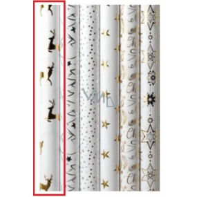Zöwie Gift wrapping paper 70 x 150 cm Christmas Luxury White Christmas with embossing white - golden deer