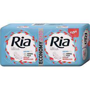 Ria Ultra Normal Plus Odor Neutraliser ultra thin sanitary napkins with wings 2 x 10 pieces