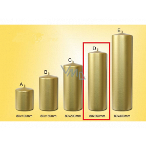 Lima Candle smooth metal gold cylinder 80 x 250 mm 1 piece