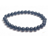 Onyx black matte bracelet elastic natural stone, ball 6 mm / 16 - 17 cm, life force stone