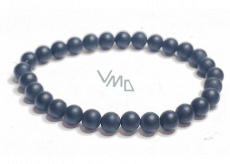 Onyx black matte bracelet elastic natural stone, ball 6 mm / 16 - 17 cm, life force stone