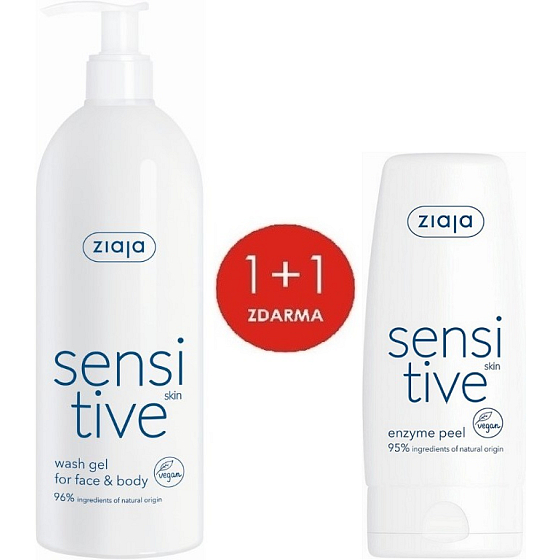 Ziaja Sensitive Skin creamy washing gel for sensitive skin 400 ml + Sensitive Skin enzymatic peeling for sensitive skin 60 ml, duopack