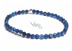 Kyanite blue facet bracelet elastic natural stone, ball 4 mm / 16-17 cm, stone link