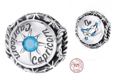 Charm Sterling silver 925 Zodiac sign, cubic zirconia Capricorn, bead for bracelet