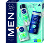 Nivea Men Fresh Kick aftershave 100 ml + Fresh Kick antiperspirant deodorant spray 150 ml + Fresh Kick 3in1 shower gel 250 ml, cosmetic set for men