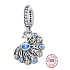 Charm Sterling silver 925 Peacock, animal bracelet pendant