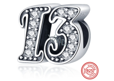Charm Sterling silver 925 13 anniversary, bead on bracelet