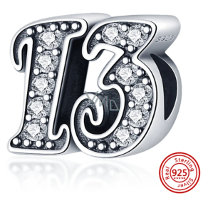 Charm Sterling silver 925 13 anniversary, bead on bracelet