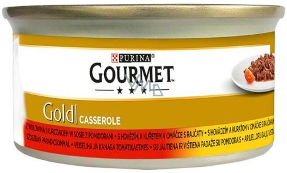 Gourmet Gold Casserole pate with beef, chicken and tomatoes canned for adult cats 85 g VMD