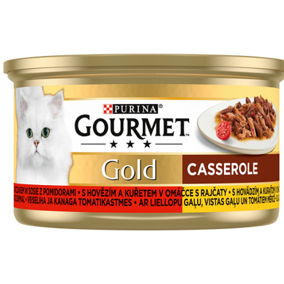 Gourmet Gold Casserole pate with beef, chicken and tomatoes canned for adult cats 85 g