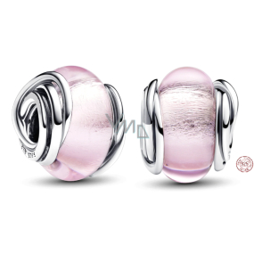 Charm Sterling silver 925 Pink Murano glass bead on bracelet symbol