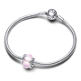 Charm Sterling silver 925 Pink Murano glass bead on bracelet symbol