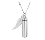 Commemorative urn pendant, Angel wings waterproof, stainless steel 9 x 37 mm