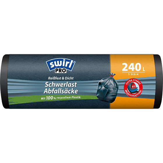 Swirl Profi Heavy Duty Waste Bags 240 l, 100 × 125 cm, 36 µ, 5 pcs