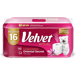 VELVET toilet paper RITUAL WITH FRAGRANCE 3-ply/150 sheets/18.3 m 16 rolls